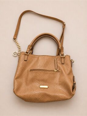 Jessica Simpson Tan Textured Tote with Gold Hardware